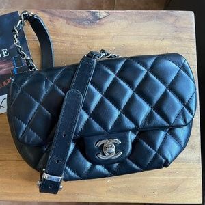 Chanel  Calfskin Quilted CC Uniform Flap Belt Bag Black